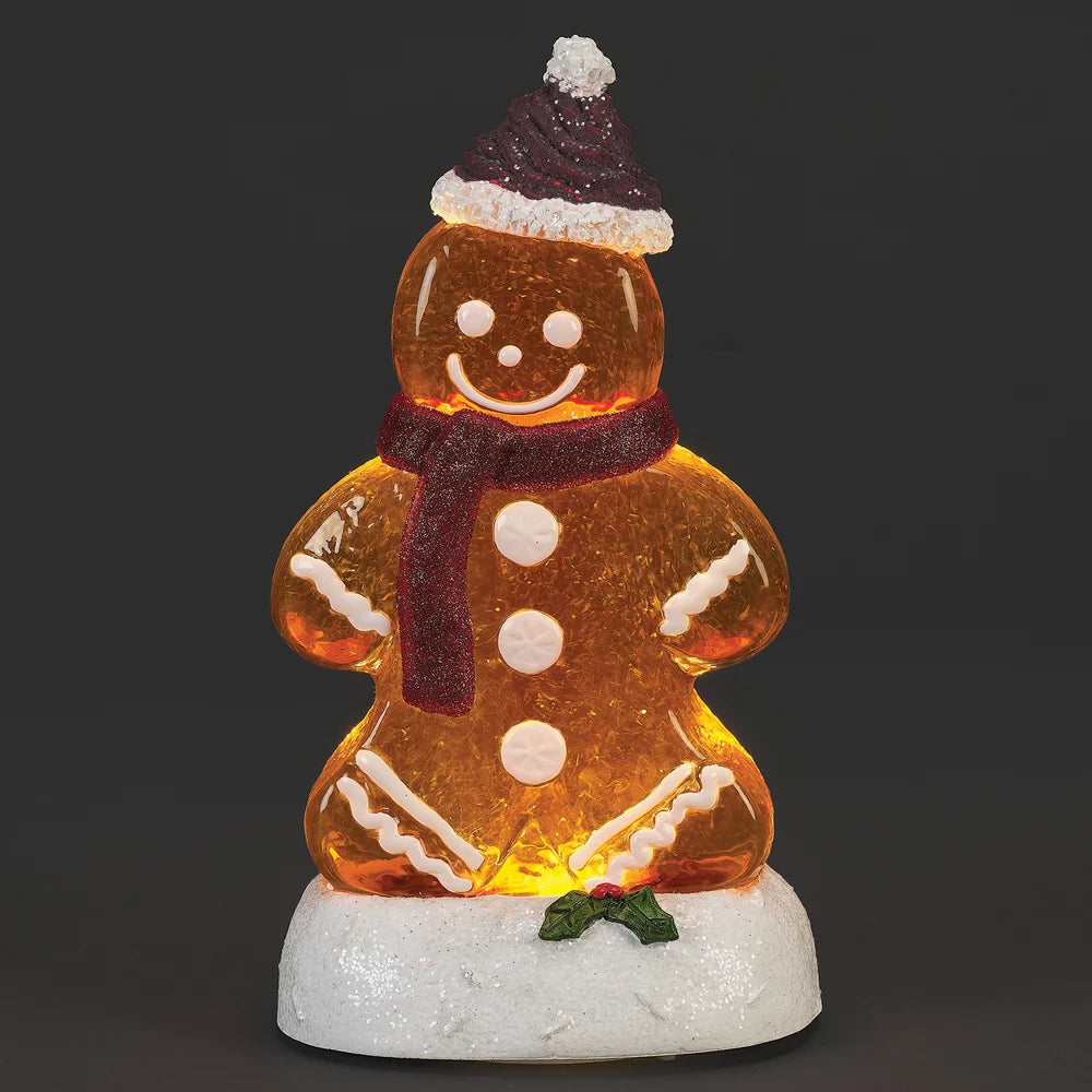 Lighted Swirl Gingerbread Man with Santa Hat