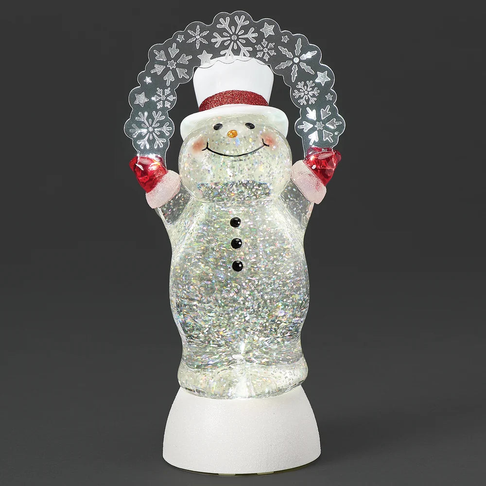 Confetti Lites Lighted Swirl Snowman with Blinking Snowflakes