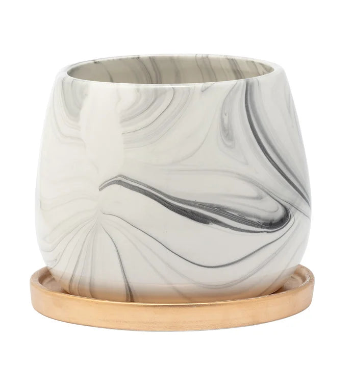 Marble Planter w/ Tray