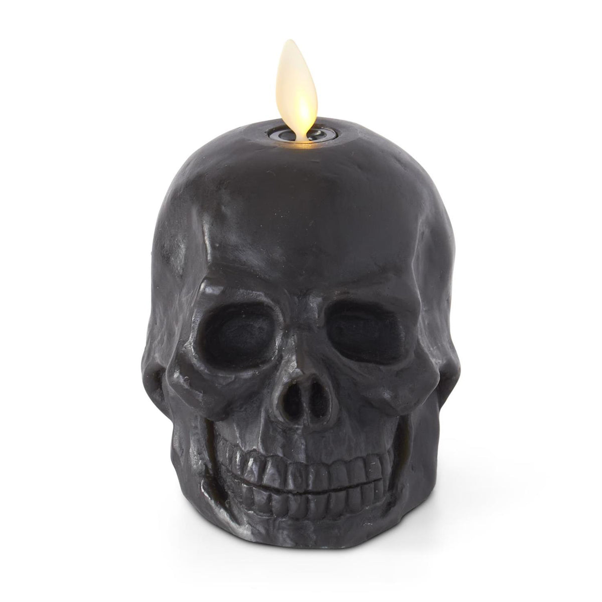 4.25" Black Skull Luminara Candle with LED Flame