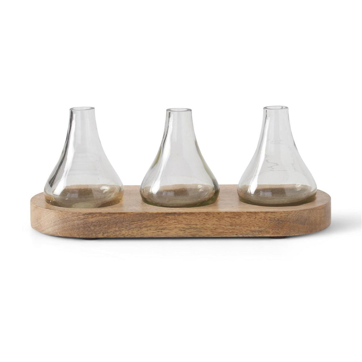 Bud Vases on Wood Tray