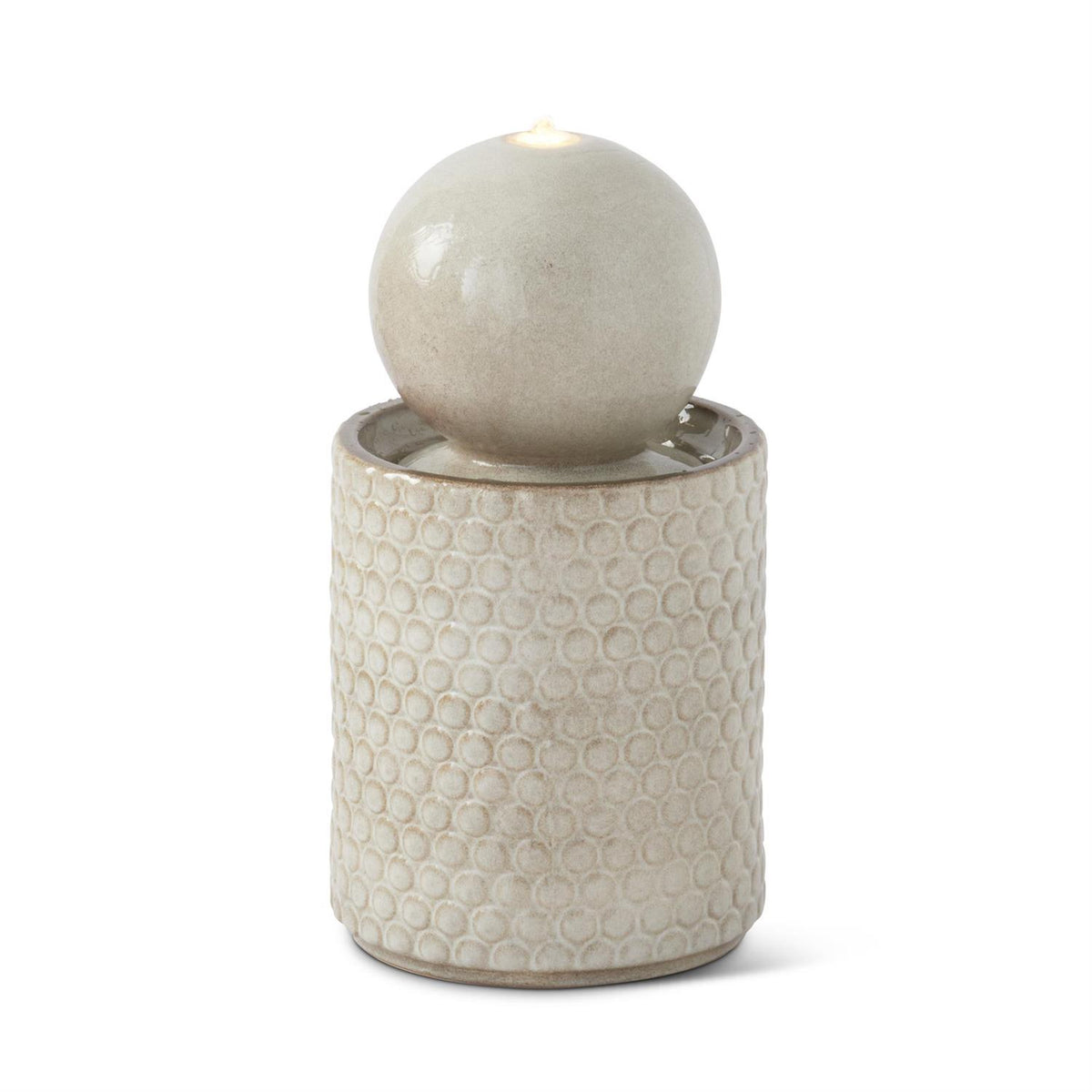 Cream Ceramic Globe Water Fountain