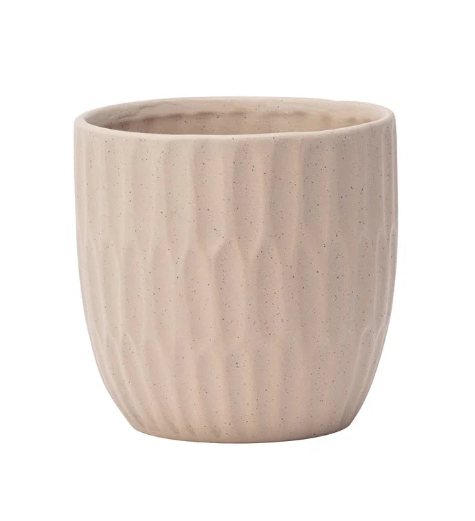 Beige Wavy Ribbed Planter
