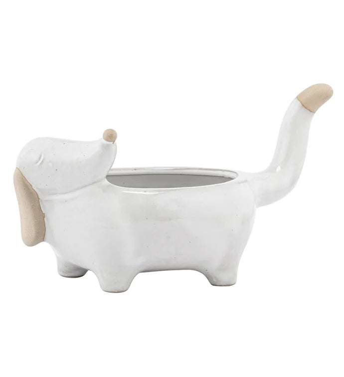 Looking Back Dog Planter
