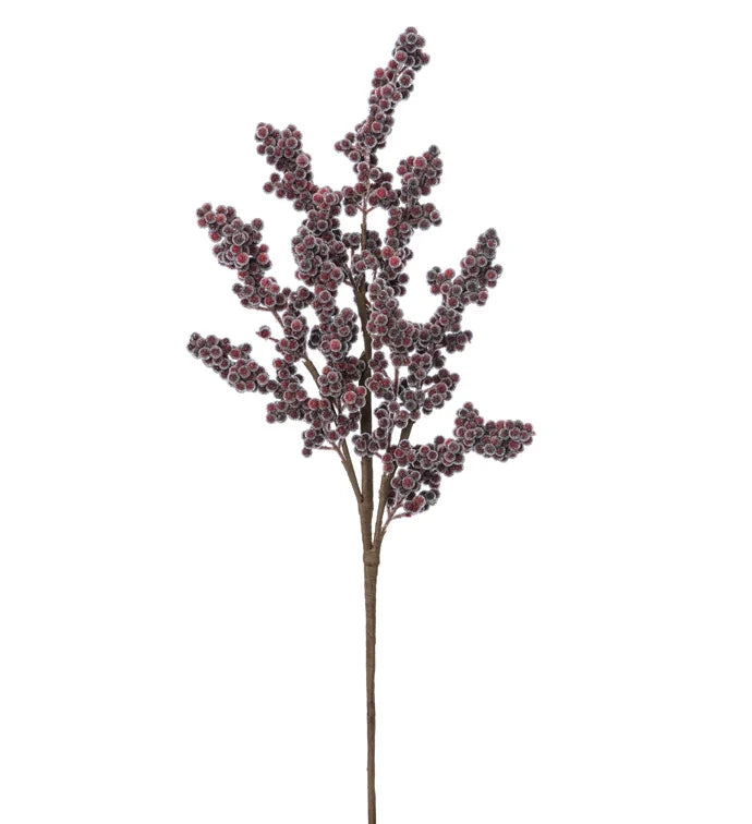 Icy Burgundy Berry Cluster Spray