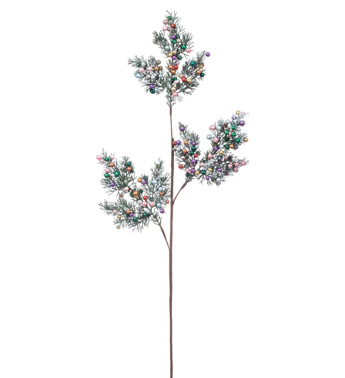 Mix Glitter Frosted Berry Pine Spray