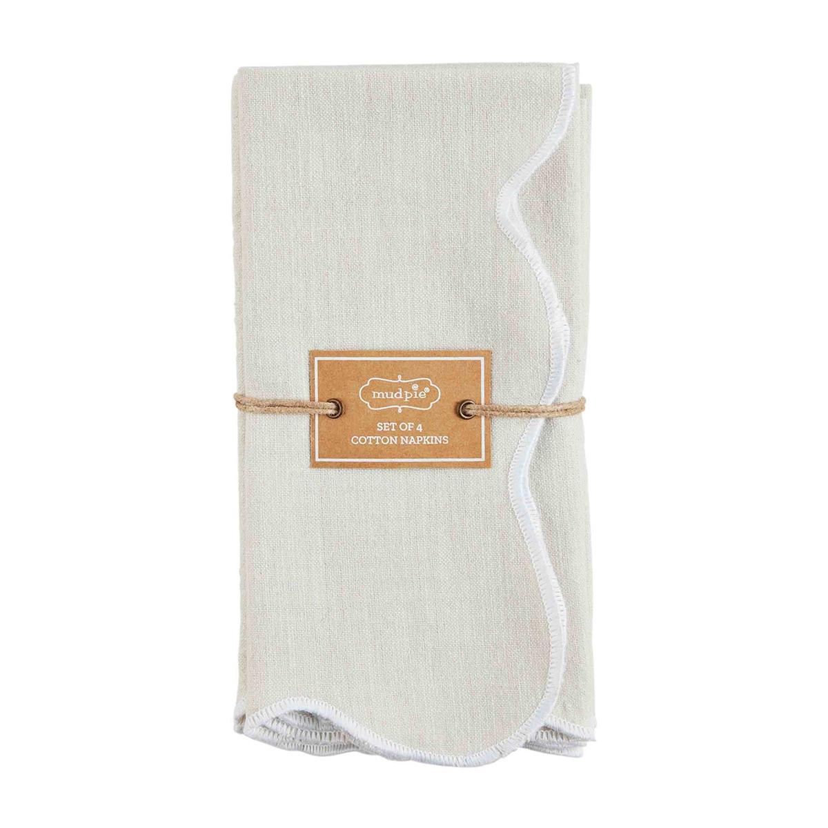 White Trim Scallop Napkin Set