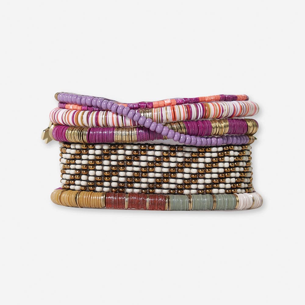 Red Red Wine Mixed Bracelet Stack of 6