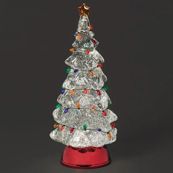 Lighted Swirl Tree with String Bulbs and Red Base