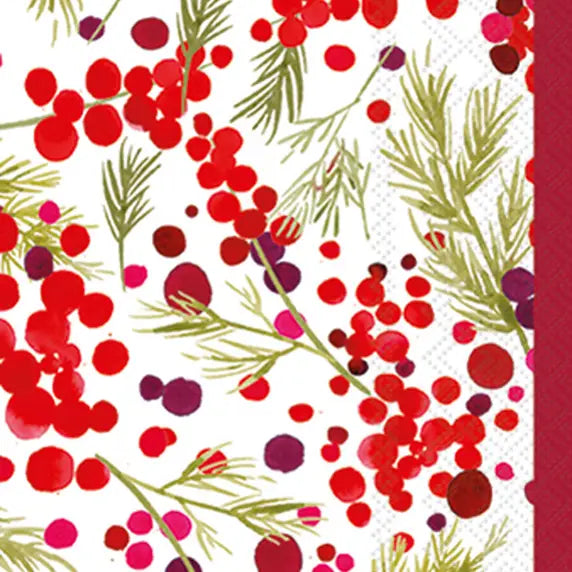 "Merry Berries Christmas Decorative Paper Napkins Pack of 16 "