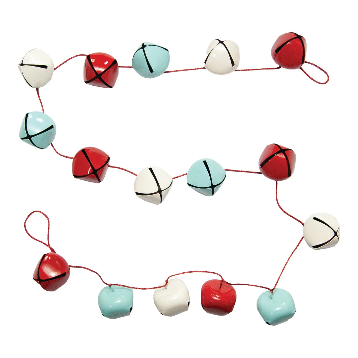 72"L x 2"H Metal Jingle Bell Garland, Red, Blue & White