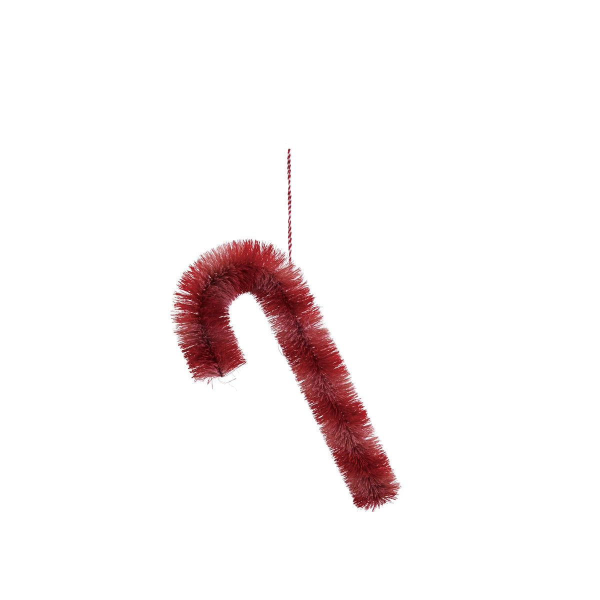 Sisal Bottle Brush Candy Cane Ornament with Stripes