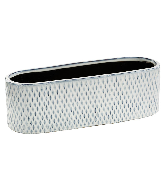 Blue & White Diamond Pattern Planter