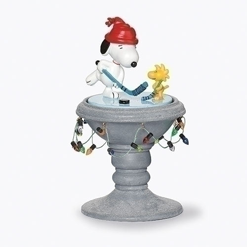 Musical Peanuts Birdbath with Rotation, Hockey