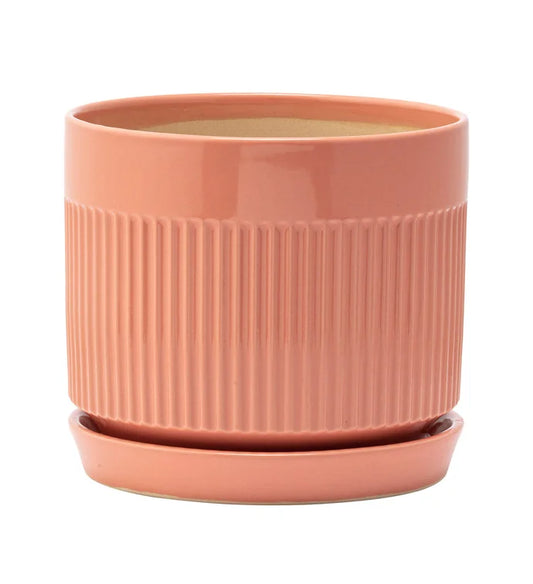 Orange Ribbed Planter