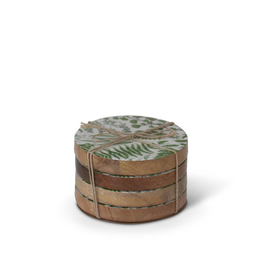 Fern Enameled Wood Coasters