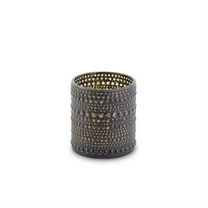Black & Gold Hobnail Glass Candleholder