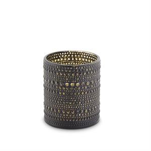 Black & Gold Hobnail Glass Candleholder