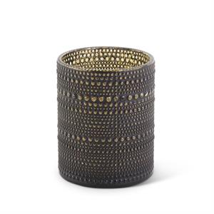 Black & Gold Hobnail Glass Candleholder