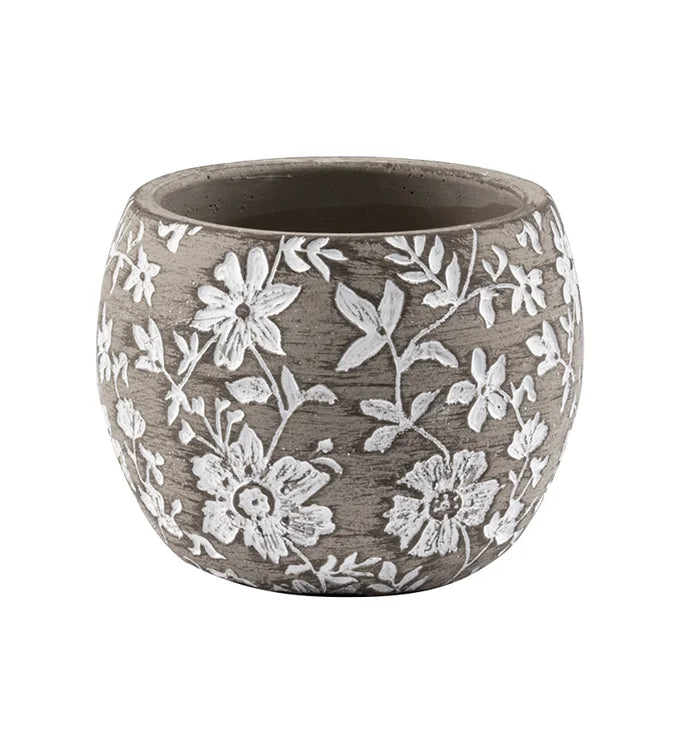 Brown White Wild Flowers Planter