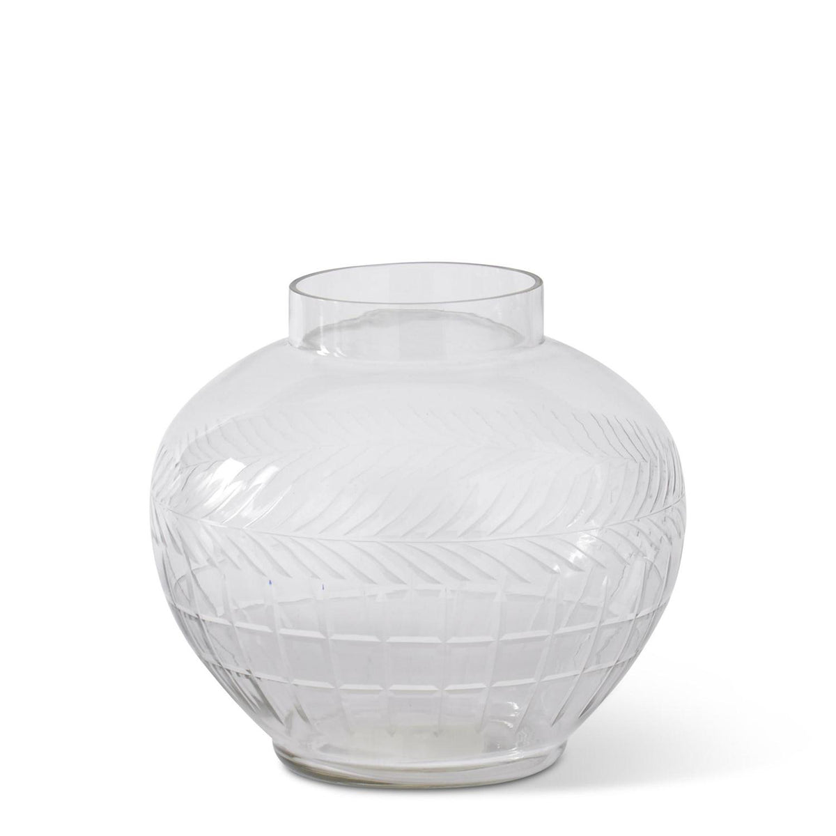 Clear Glass Vase w/Etched What and Panes