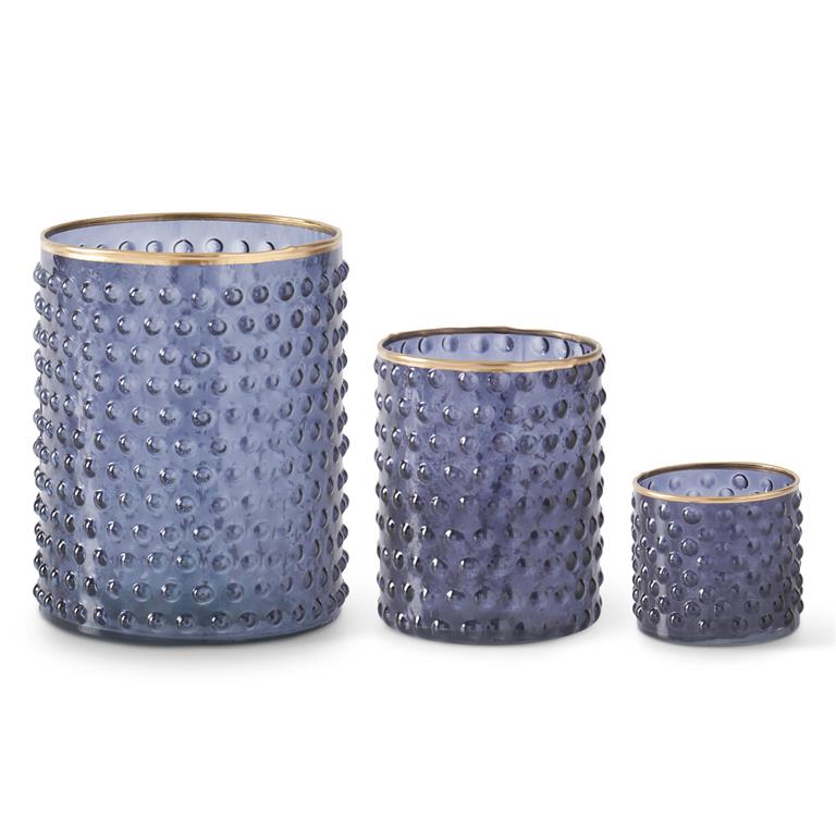 Blue Dot Embossed Container with Gold Painted Rim
