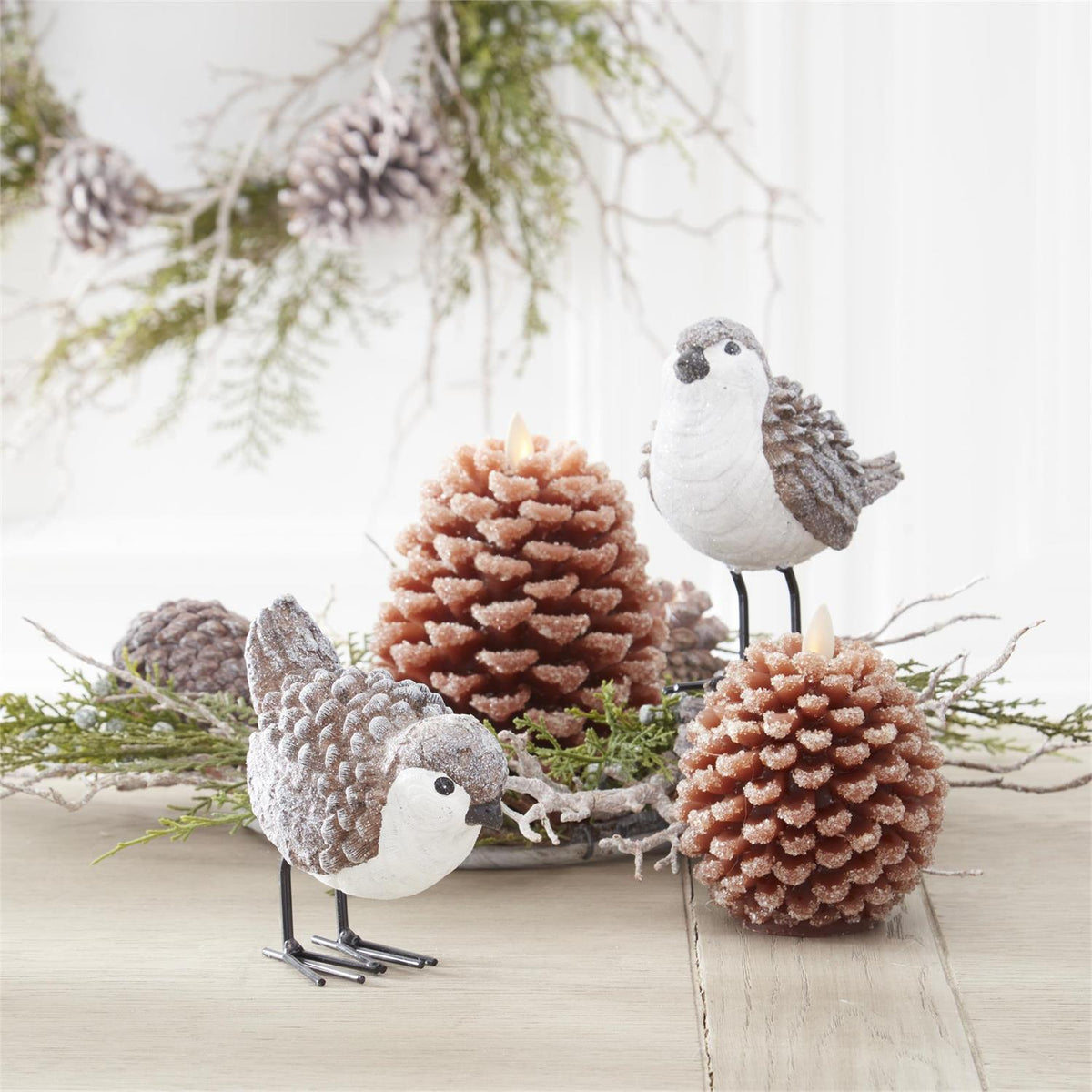Snowy Pinecone Indoor Luminara Flameless Candle