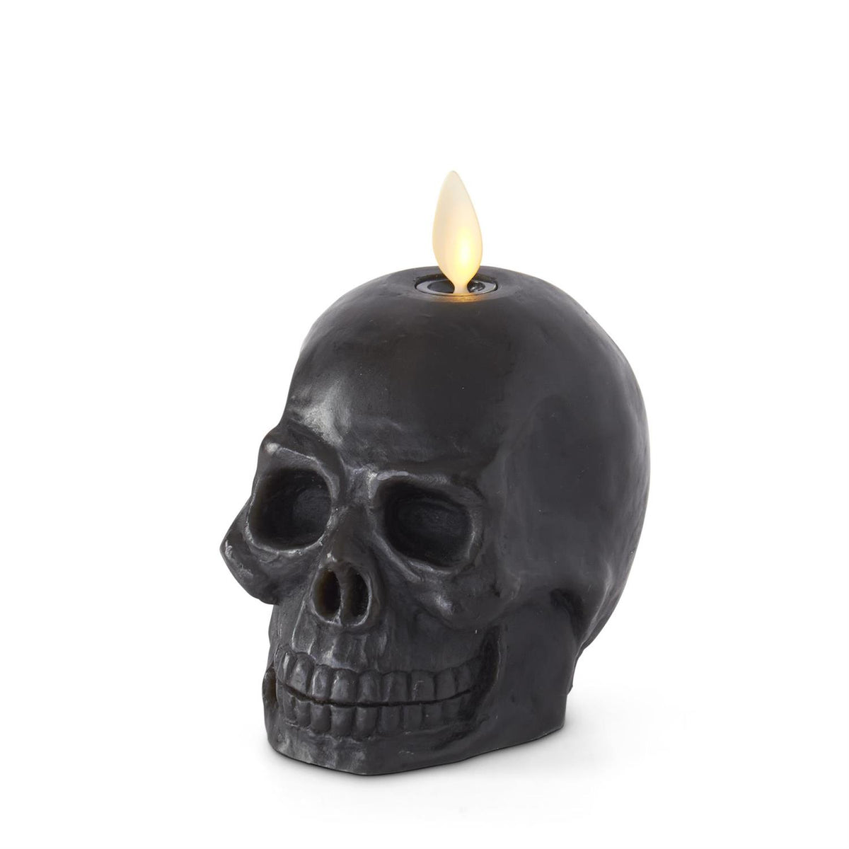 4.25" Black Skull Luminara Candle with LED Flame