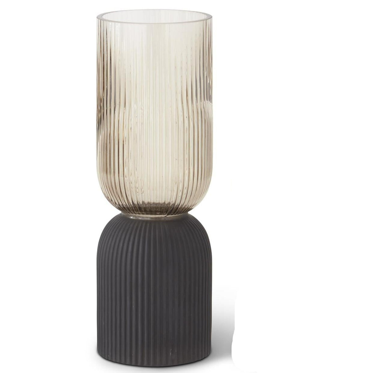 Brown and Matte Black Ribbed Vase
