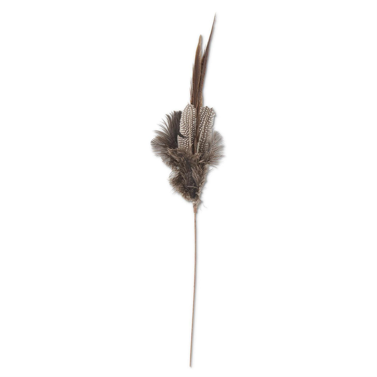 Brown & White Speckled Feather Spray
