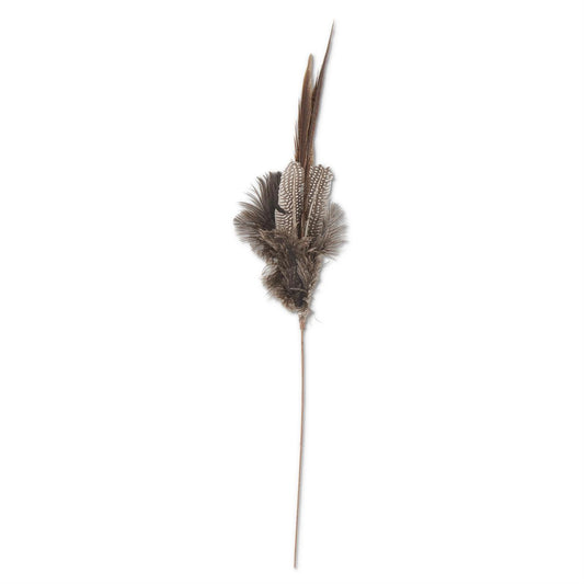Brown & White Speckled Feather Spray