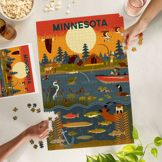 1000 PIECE PUZZLE Minnesota, Geometric, Lake & River