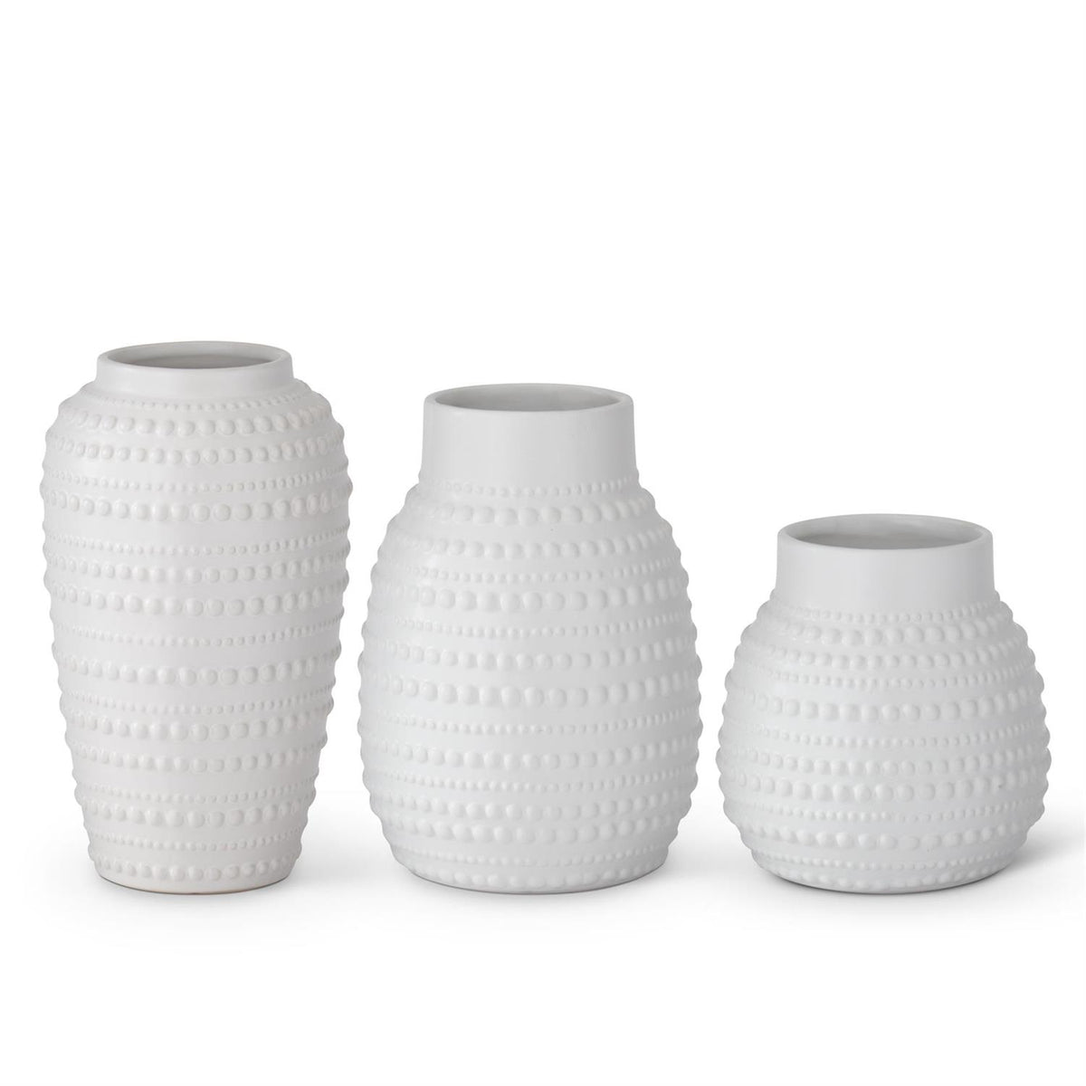 Dot Embossed White Ceramic Vase