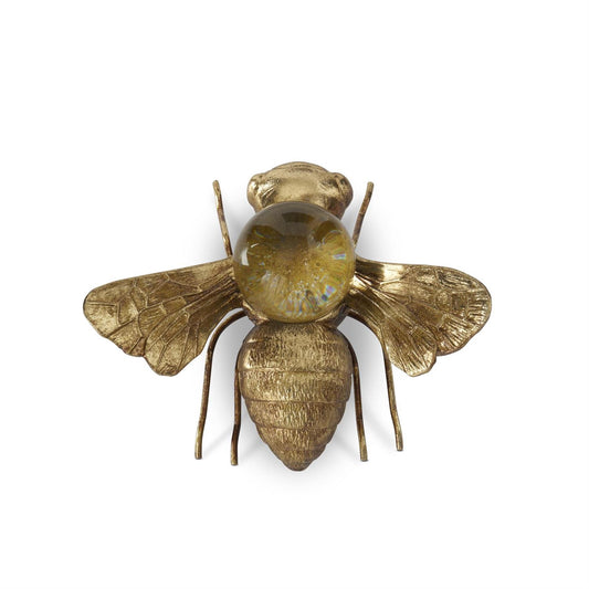 Gold Metal Wall Mount Bee with Glass Globe