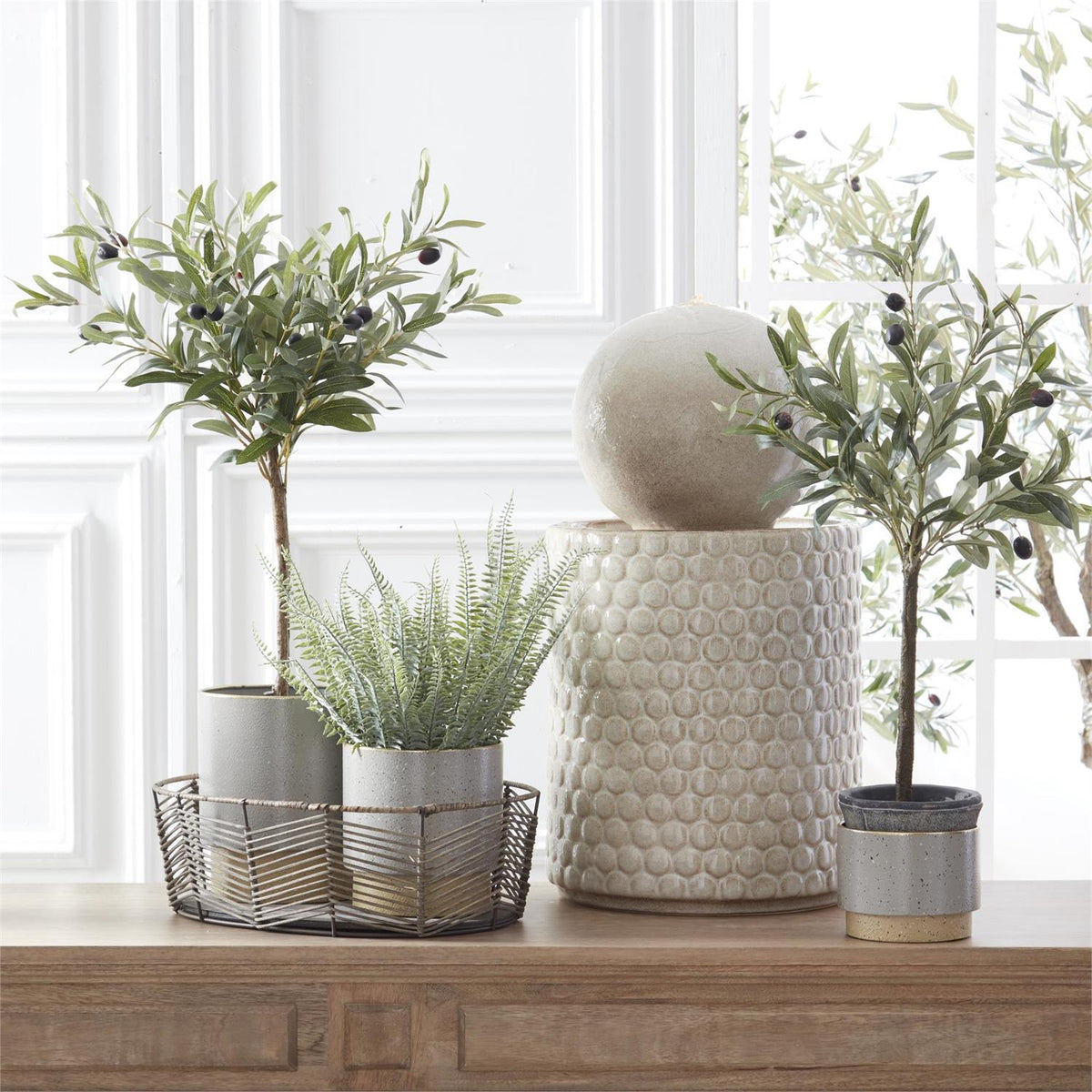 Cream Ceramic Globe Water Fountain