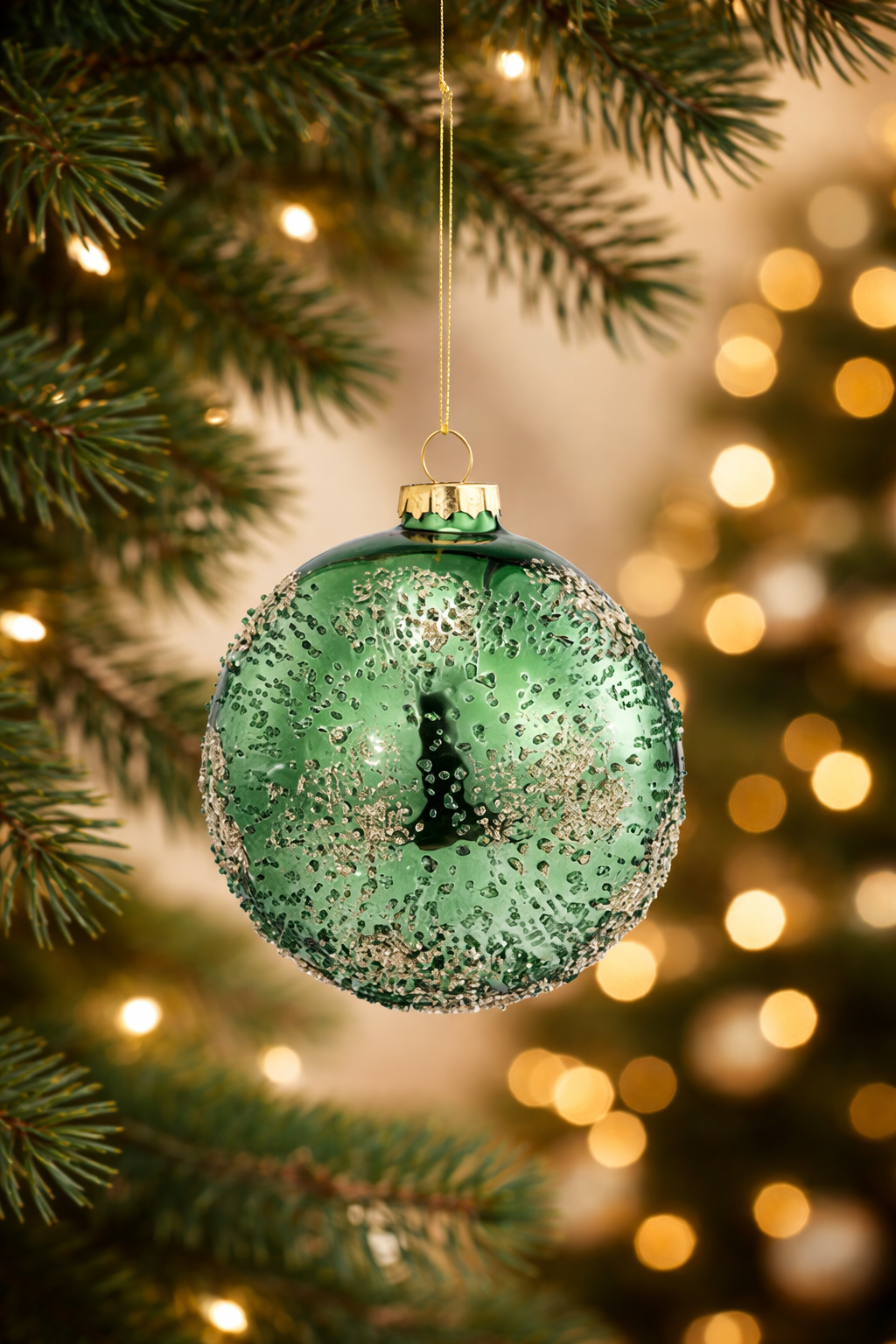 Green Glitter Ball Ornament