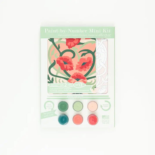 Art Nouveau Poppies Valentine Mini Paint by Number Kit