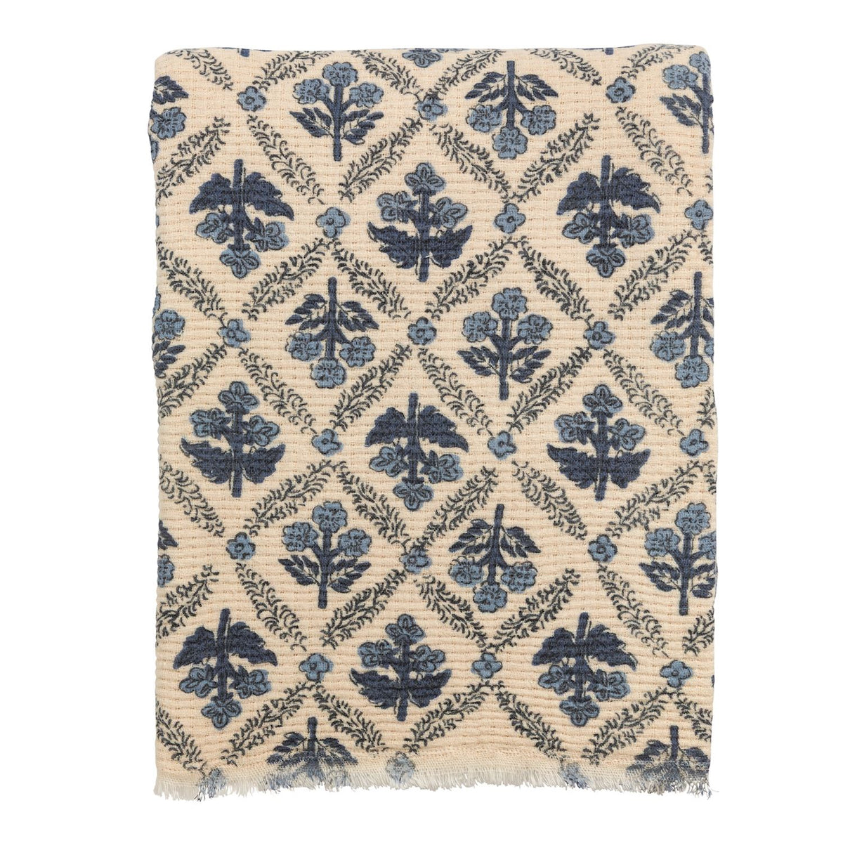 Flower Pattern Blue Throw Blanket