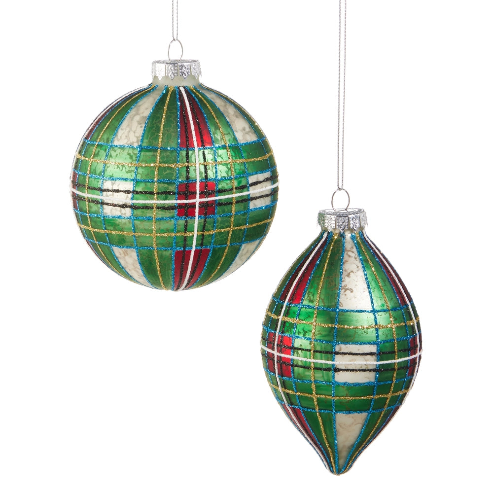 4" Green Tartan Plaid Ornament