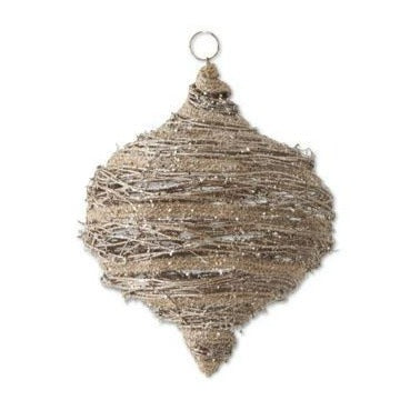 Glittered Rattan and Sisal Onion Ornament
