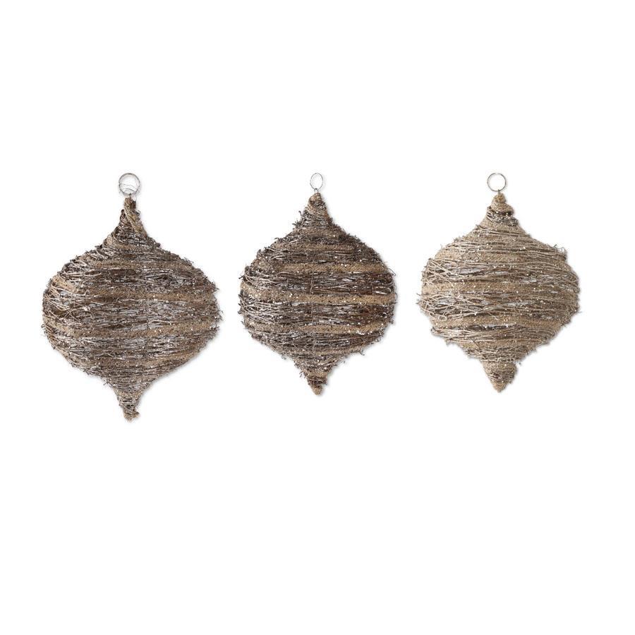 Glittered Rattan and Sisal Onion Ornament