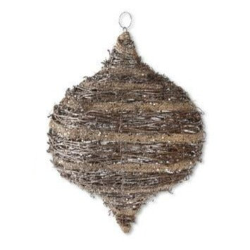 Glittered Rattan and Sisal Onion Ornament