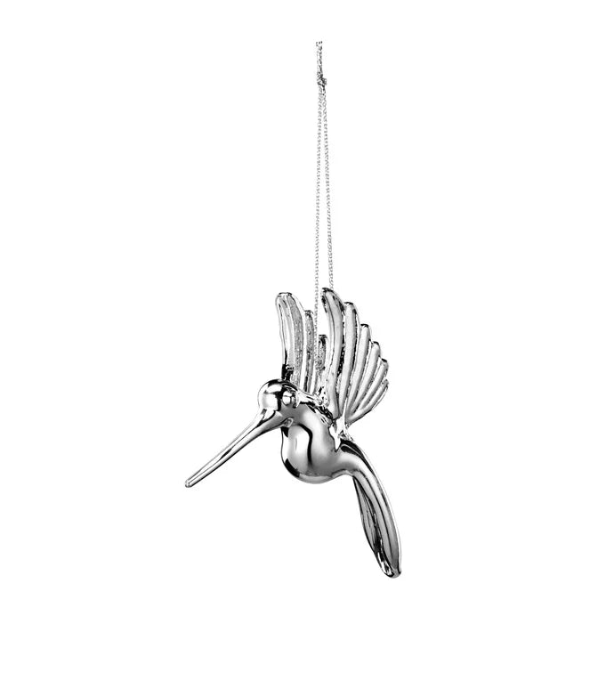 Silver Hummingbird Ornament