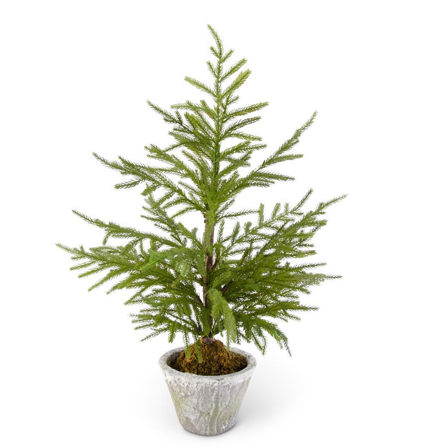 Faux Norfolk Pine Tree in Gray Pot
