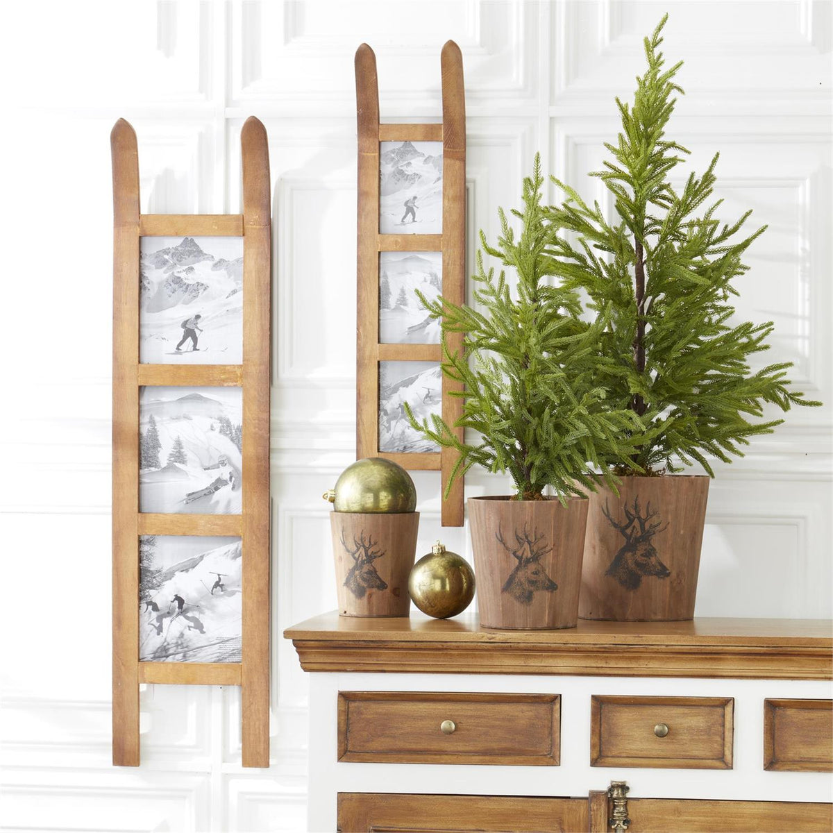 Faux Norfolk Pine Tree in Gray Pot