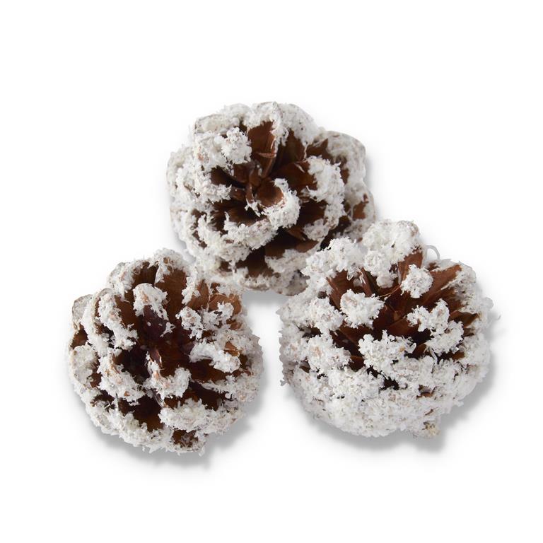 Cylinder of Glittered Flocked Pinecones