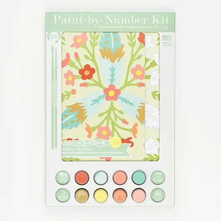Kids Folksy Feathers Paint by Number Kit