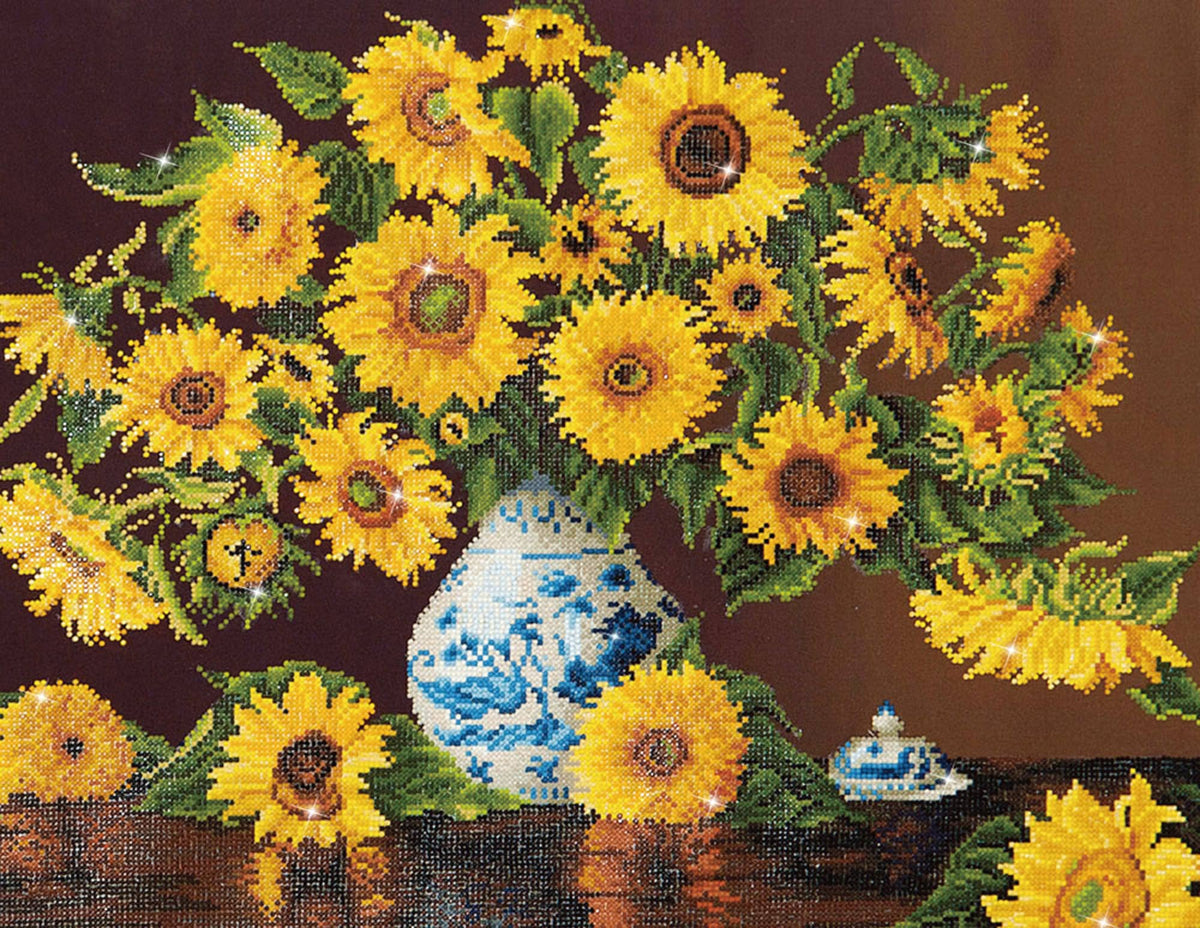 Sunflowers in a China Vase Diamond Art