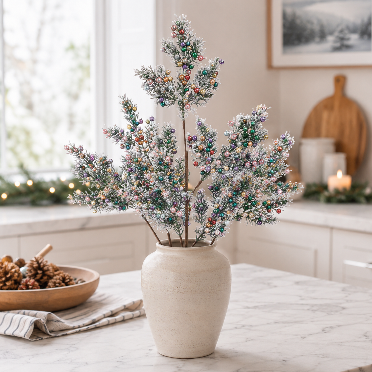 Mix Glitter Frosted Berry Pine Spray