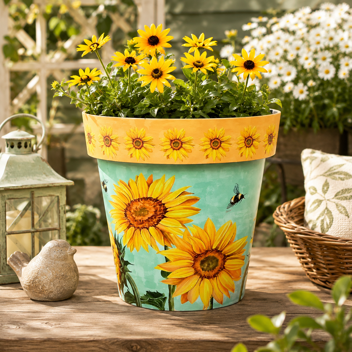 Watercolor Sunflower Zest Pot